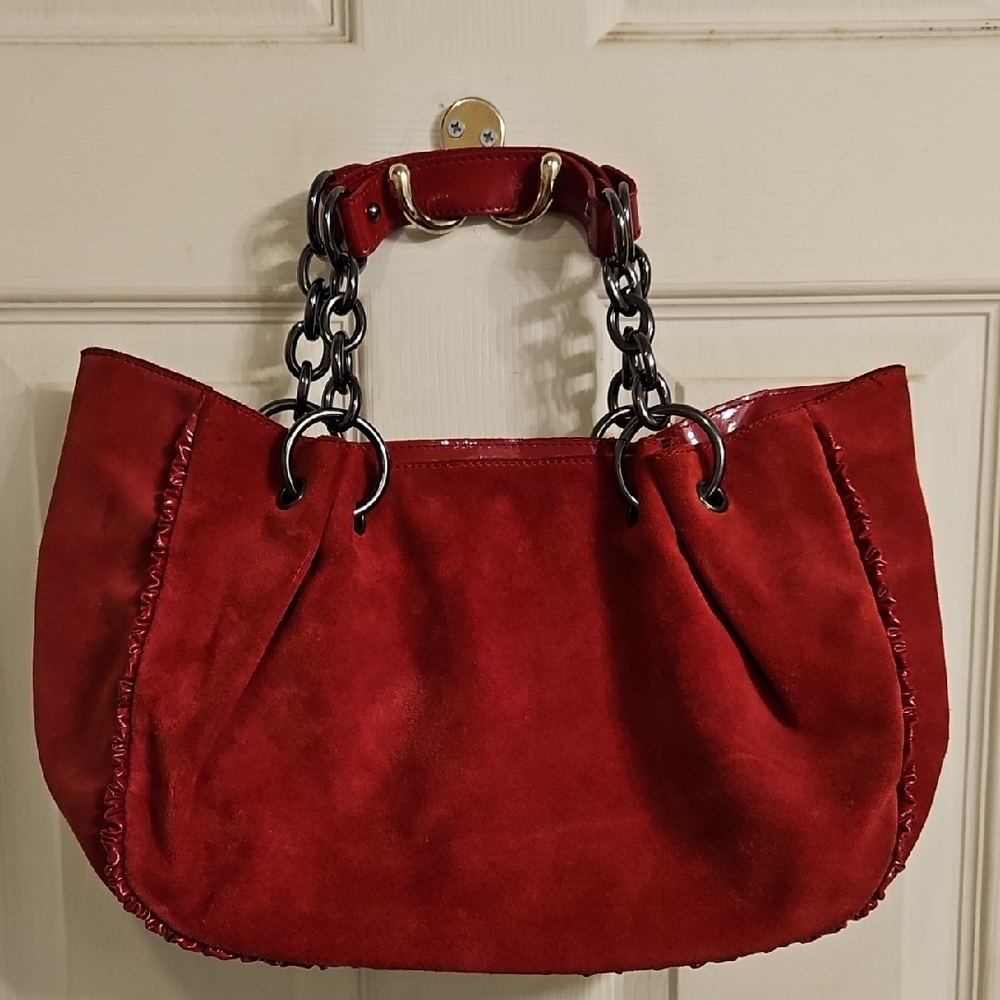BCBGMAXAZRIA Red Suede Leather Bag